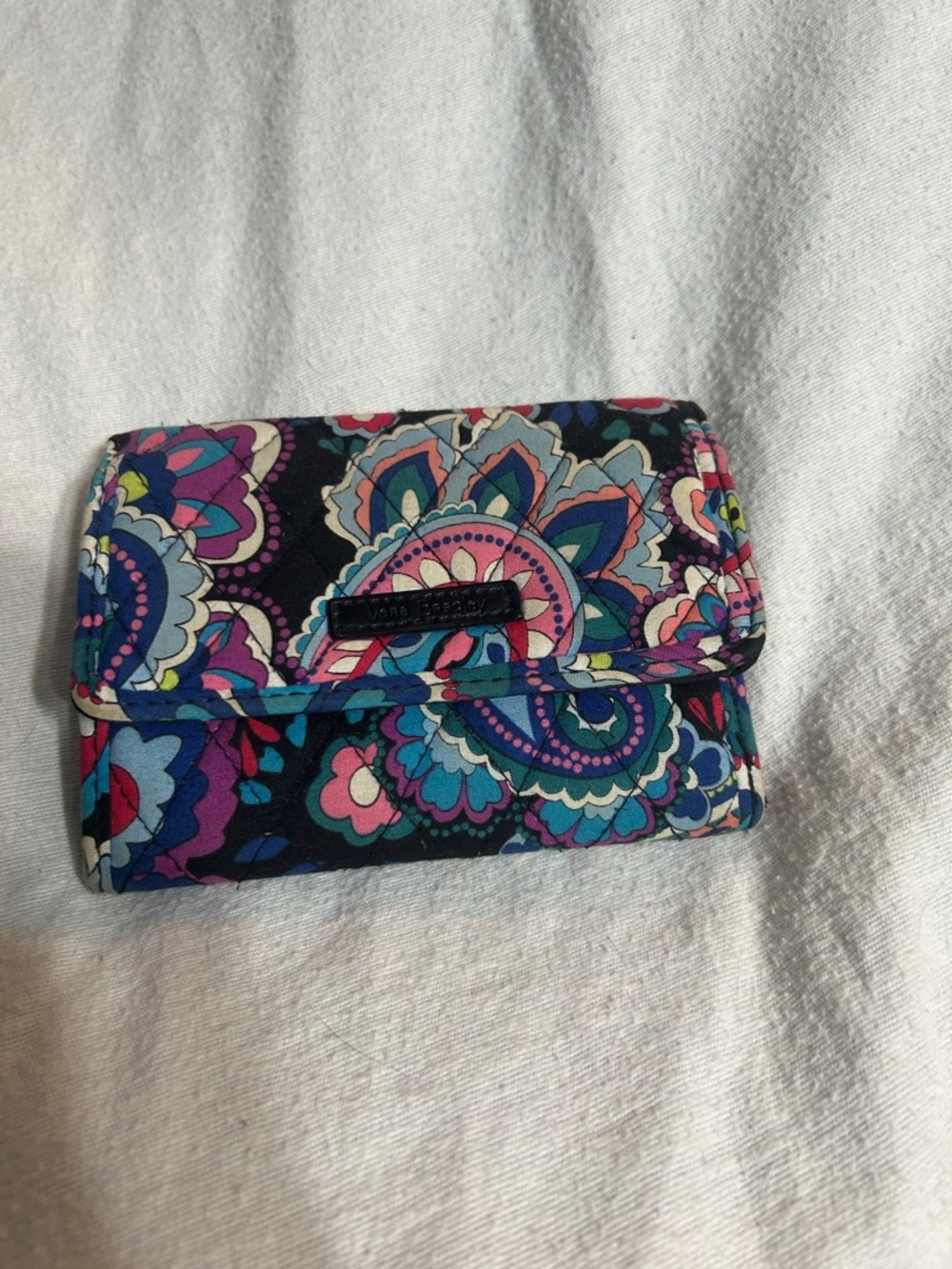 Vera Bradley Black Multicolor Paisley Quilted Wallet